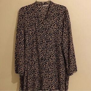 Women's "Made in Italy" Leopard Print Size 22(XL) Long Sleeve Button Up Top